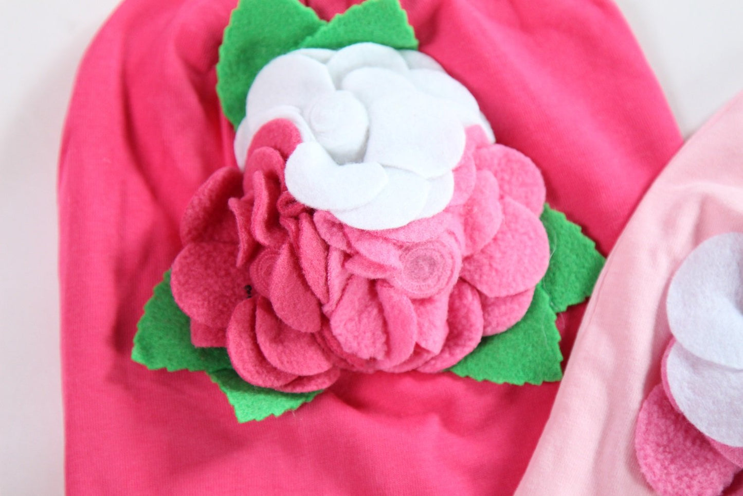 Making Believe Infant Baby Girls Pink Soft Knit Hat Cap With Felt Flowers - 2 Pack