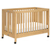 babyletto Maki Full-Size 2-in-1 Portable Folding Crib with Toddler Bed Conversion Kit in Honey, Greenguard Gold Certified