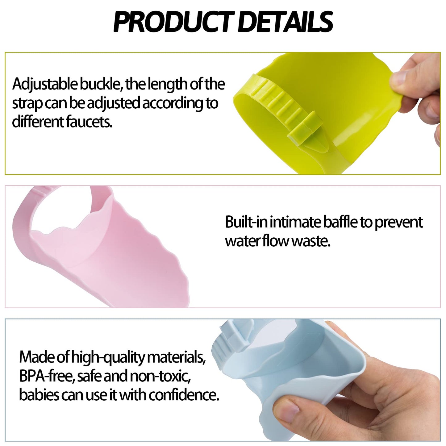Oiiki Faucet Extenders For Toddler Kids Children Hand Washing, 4 Pack Silicone Sink Faucet Extender Wash Helper, Kitchen Bathroo