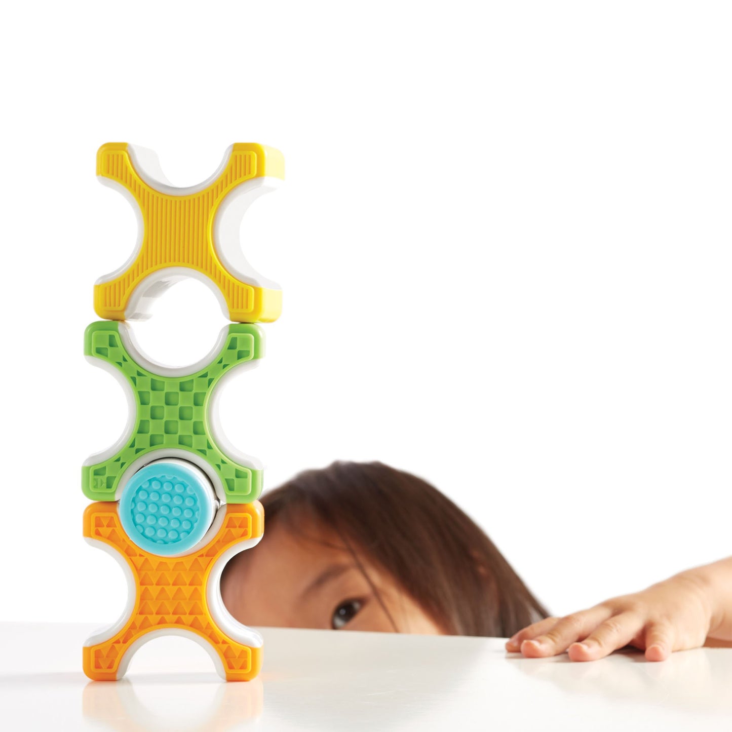 Guidecraft Grippies Stackers - 24 Piece Set, Stem Soft Grip Magnetic Building Toy for Toddlers