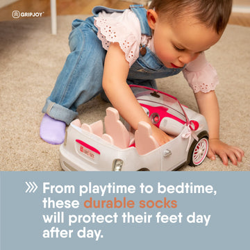 Gripjoy Toddler Socks With Grippers - Non Slip Socks For Kids - Toddler Grip Socks - 2T-4T - Purple - 4 Pairs