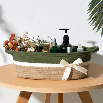 Chicvita Small Storage Basket For Gifts Empty, Cute Decorative Basket For Living Room, Baby Gift Basket For Nursery, Rope Basket