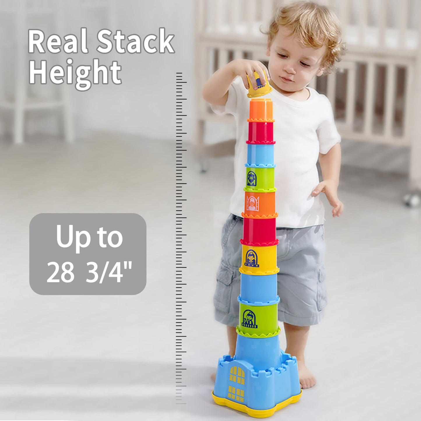 iPlay, iLearn Baby Stacking Toys, Toddler Nesting Stack Cups, Infant Stackable Block, Kids Sorting Game W/Shape Sorter for Sand