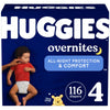Huggies Size 4 Overnites Baby Diapers: Overnight Diapers, Size 4 (22-37 Lbs), 116 Ct (2 Packs Of 58)