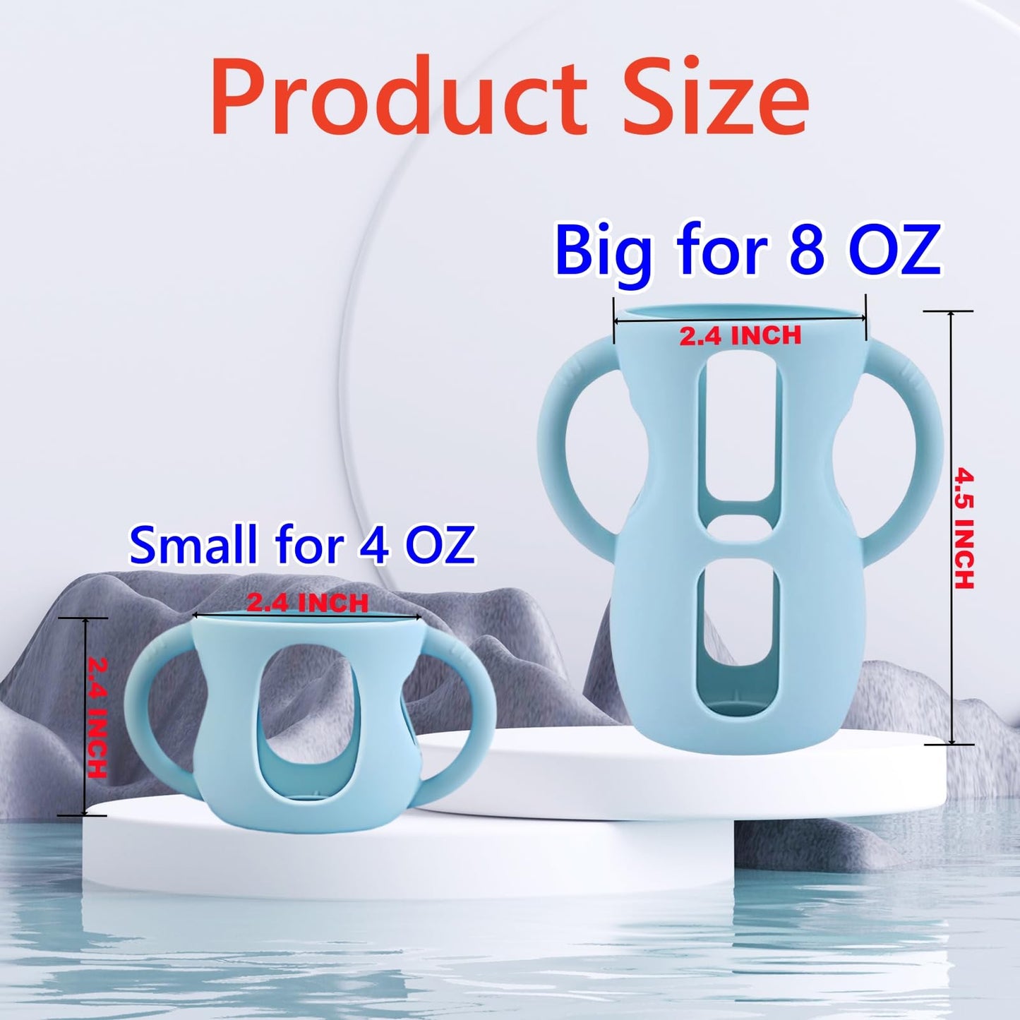 Frezonika 4 Pack Silicone Sleeves For Avent Natural Glass Baby Bottles, Silicone And Easy-Grip Handles For Drop Protection, Comp