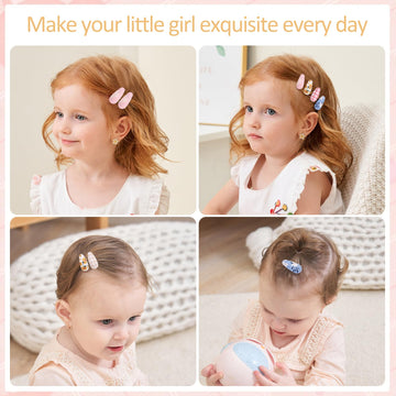 20 Pcs Snap Toddler Hair Clips - Flower Patterns, Wrapped Mini Barrettes, Cute Hair Accessories For Girls And Infants
