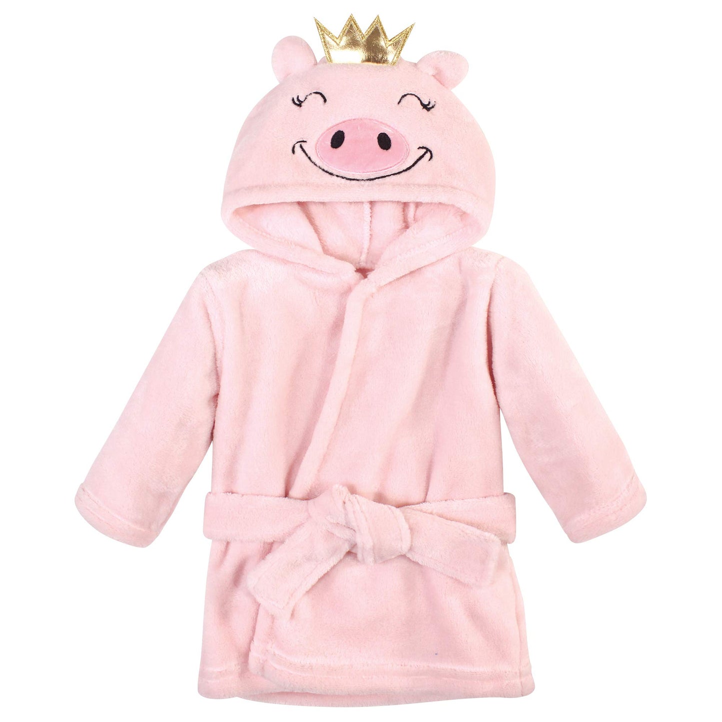 Hudson Baby Unisex Baby Plush Animal Face Bathrobe, Pig, 0-9 Months