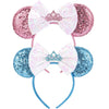 Rcjera Mommy And Me Glitter Headbands - Classic Bow Ears For Kids, Women, Princess Cosplay, Birthday, Christmas Party (Blue+Pink
