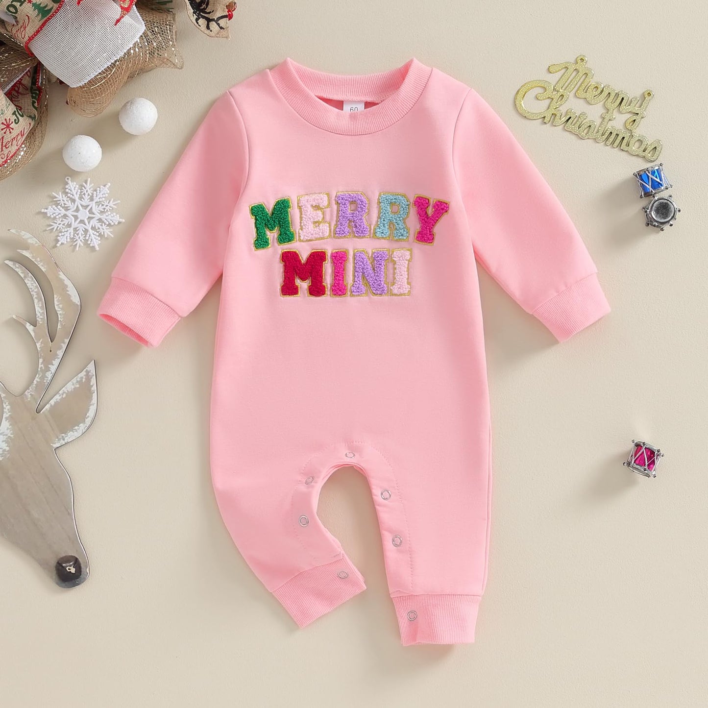 Fybitbo Infant Baby Boy Girl Clothing Santa Long Sleeve Jumpsuit Romper Onesie Cute Newborn Christmas Outfit Winter Clothes (Pin