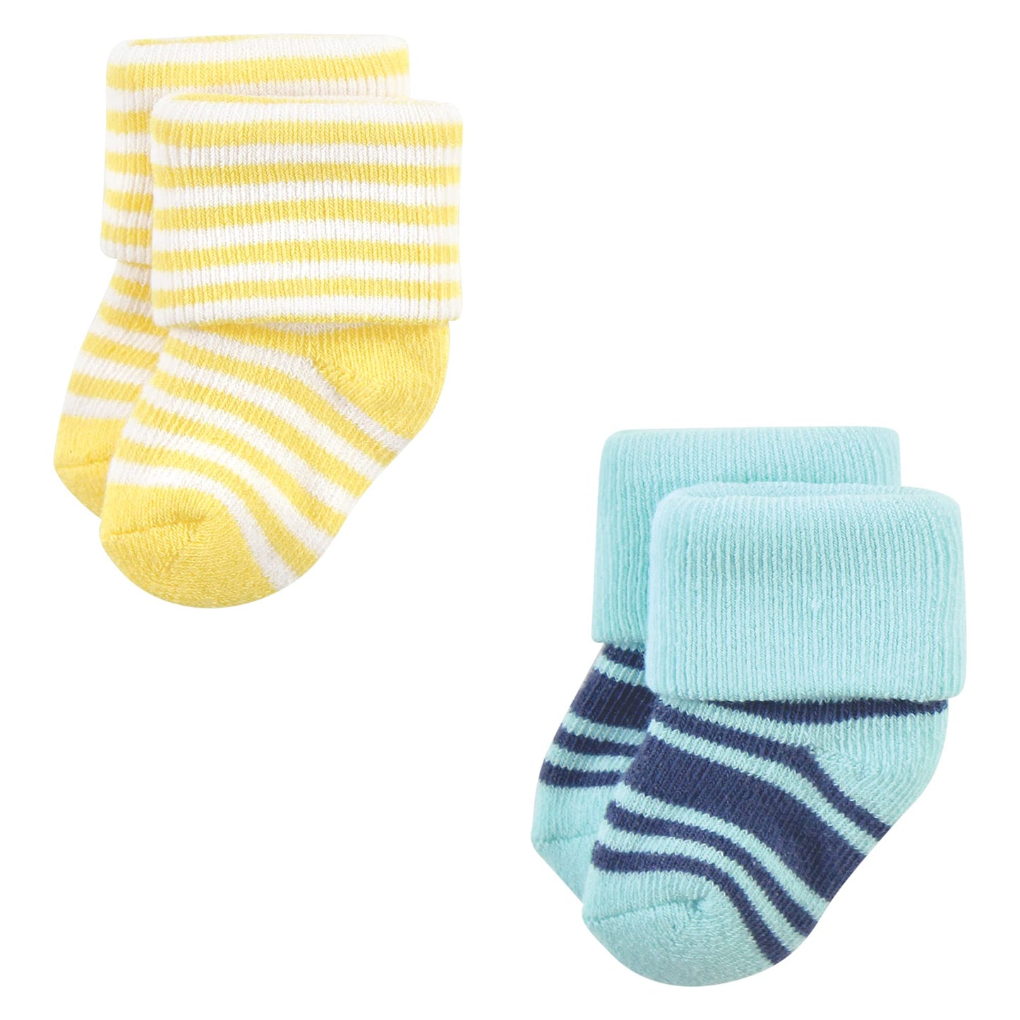 Hudson Baby Unisex Baby Cotton Rich Newborn And Terry Socks, Surf Dude, 0-6 Months