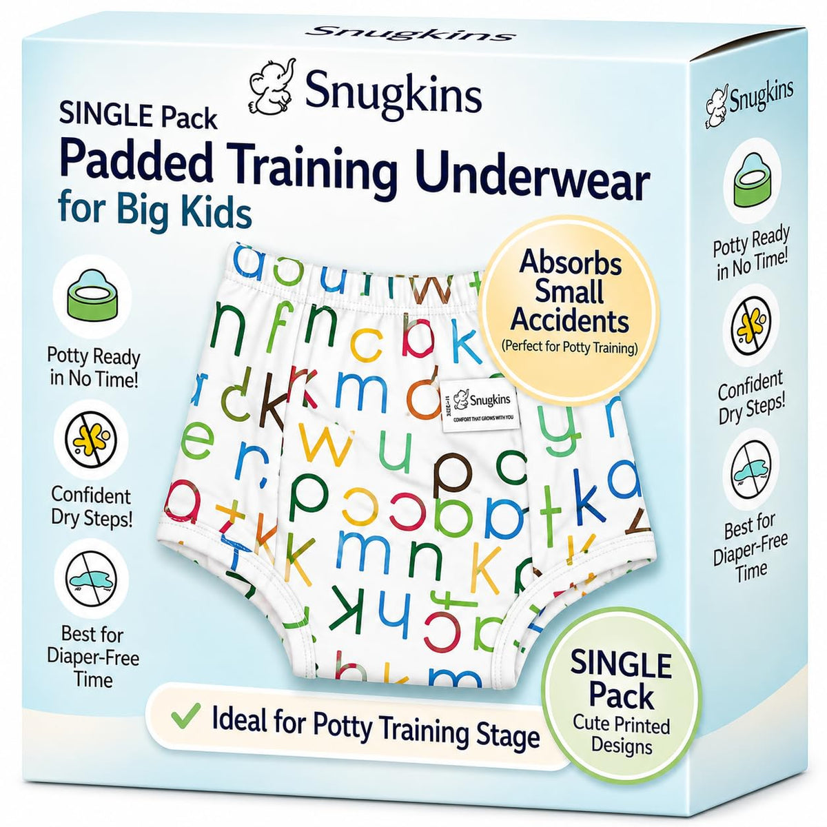Snugkins Snug Potty Training PullUp Pants For Babies/Toddlers/Kids | 100% Pure Cotton | Washable & Reusable | (Size 4, Fits 4 Y
