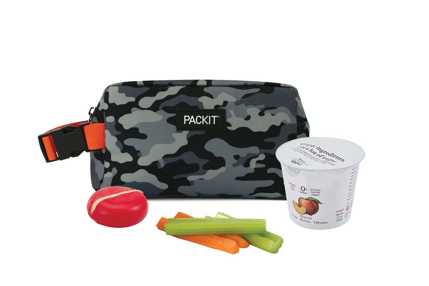 Packit Freezable Snack Box, Charcoal Camo, Built With Ecofreeze Technology, Collapsible, Reusable, Zip Closure With Buckle Handl
