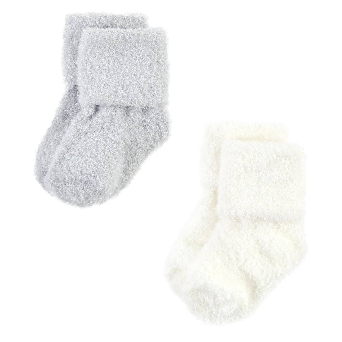 Hudson Baby Unisex Baby Cotton Rich Newborn And Terry Socks, Gray Taupe Stripe, 0-6 Months