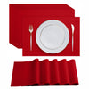 Disposable Red Paper Placemats For Dining Table - 100-Pack 18' X 12' Cloth-Like Rectangle Paper Placemats For Christmas, Baby,