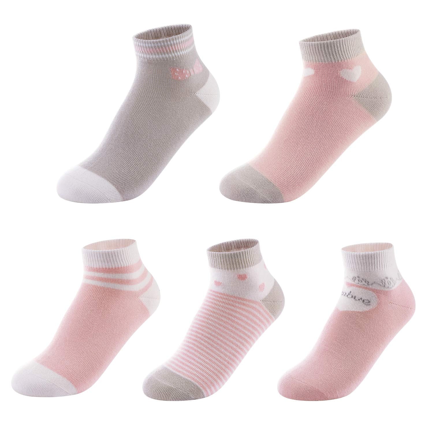 Sunbve 5 Pack Toddler Little Girls Fun Cotton Ankle Low Cut Socks