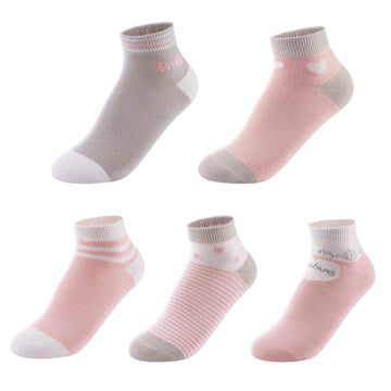 Sunbve 5 Pack Toddler Little Girls Fun Cotton Ankle Low Cut Socks