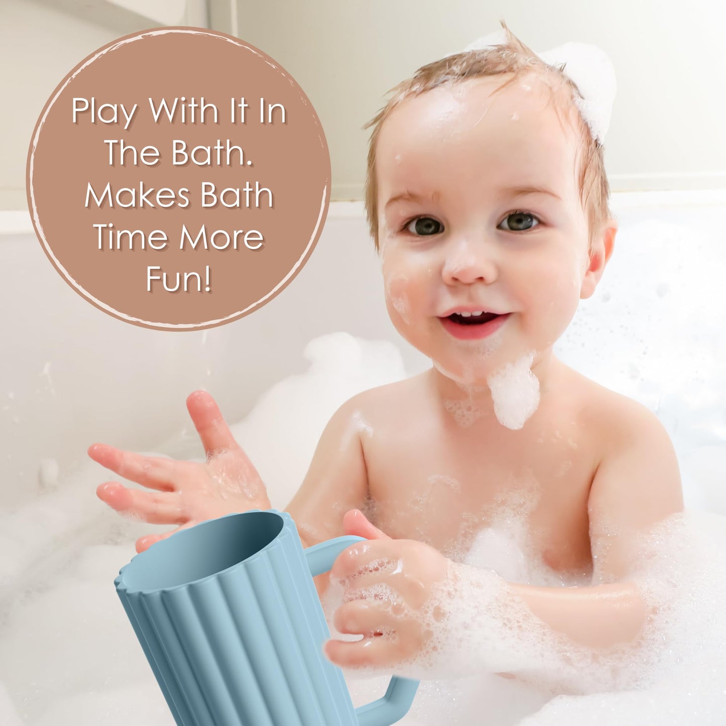 Mintlyfe Baby Bath Rinse Cup, Silicone Body Washing Rinser Cup With Easy Grip Handle, Wash Rinse Cup For Kids (Ether)