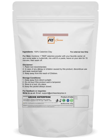 Mganna 100% Natural Calamine Clay Powder For Hair Masks, Scrubs, Lotion And Soap Making 0.5 Lbs / 227 Gms