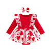Wolbay Newborn Infant Valentines Baby Girl Outfit Love Print Romper Drees Ruffles Bodysuit Jumpsuit Clothes And Headband (Red, 6