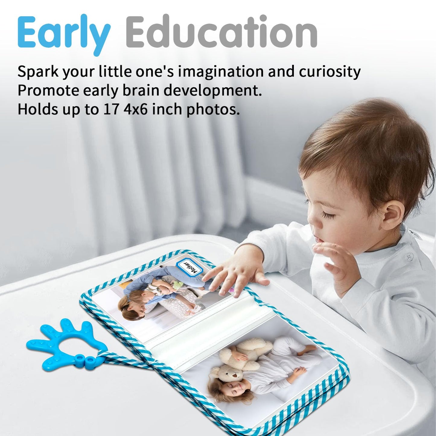 Bohemiaby My First Family Photo Album For Baby, 4X6' Baby Photo Albums, Soft Toddler Photo Album With Milestone & Large Safety