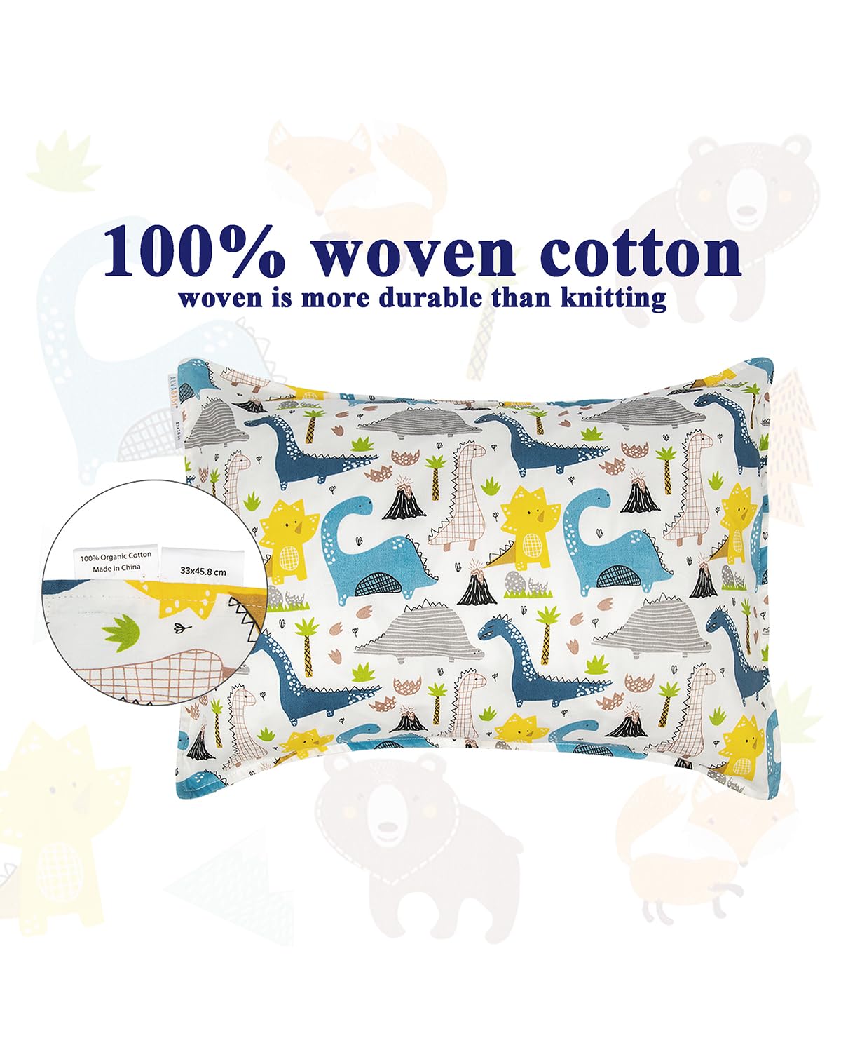 Alvababy Toddler Pillowcases 2 Pack Organic Cotton Kids Pillow Cover Fit 13'X 18' Or 12'X16' Envelope For Girl Boy Sleepy Tr