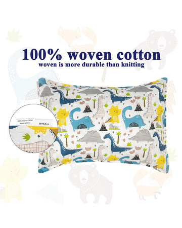 Alvababy Toddler Pillowcases 2 Pack Organic Cotton Kids Pillow Cover Fit 13'X 18' Or 12'X16' Envelope For Girl Boy Sleepy Tr