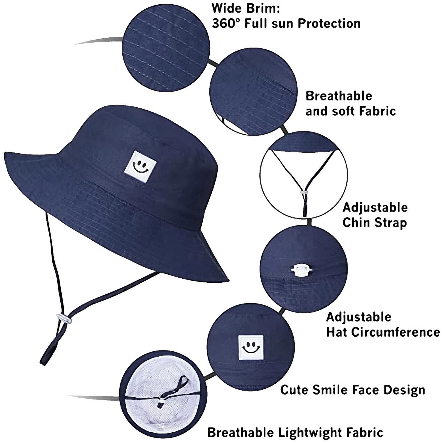Toddler Sun Hat Beach Bucket Hat For Girls 6-24 Months 1Pack