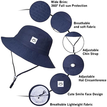Toddler Sun Hat Beach Bucket Hat For Girls 6-24 Months 1Pack