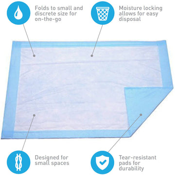 Disposable Baby Changing Pad Liner - Economy Pack 50 Count (17 X 24 Inch) - Waterproof Absorbent Blue Hospital Underpad For Inco