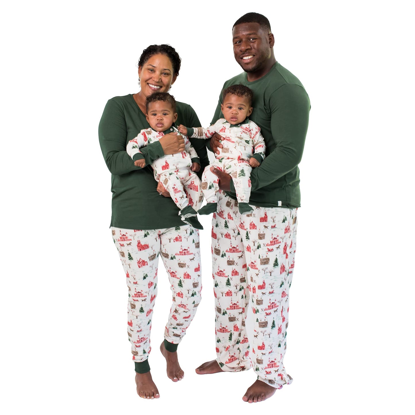 Burts Bees Baby Baby Toddler & Kids Family Jammies Matching Organic Cotton Pajamas, Holiday Village, 3T
