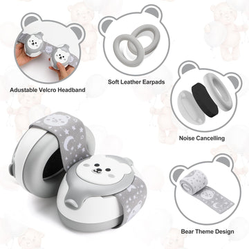 Yomauiyee Baby Headphones-Infant Ear Protection For Babies 0-36 Months,Baby Earmuffs With Little Bear Design Noise Cancelling He