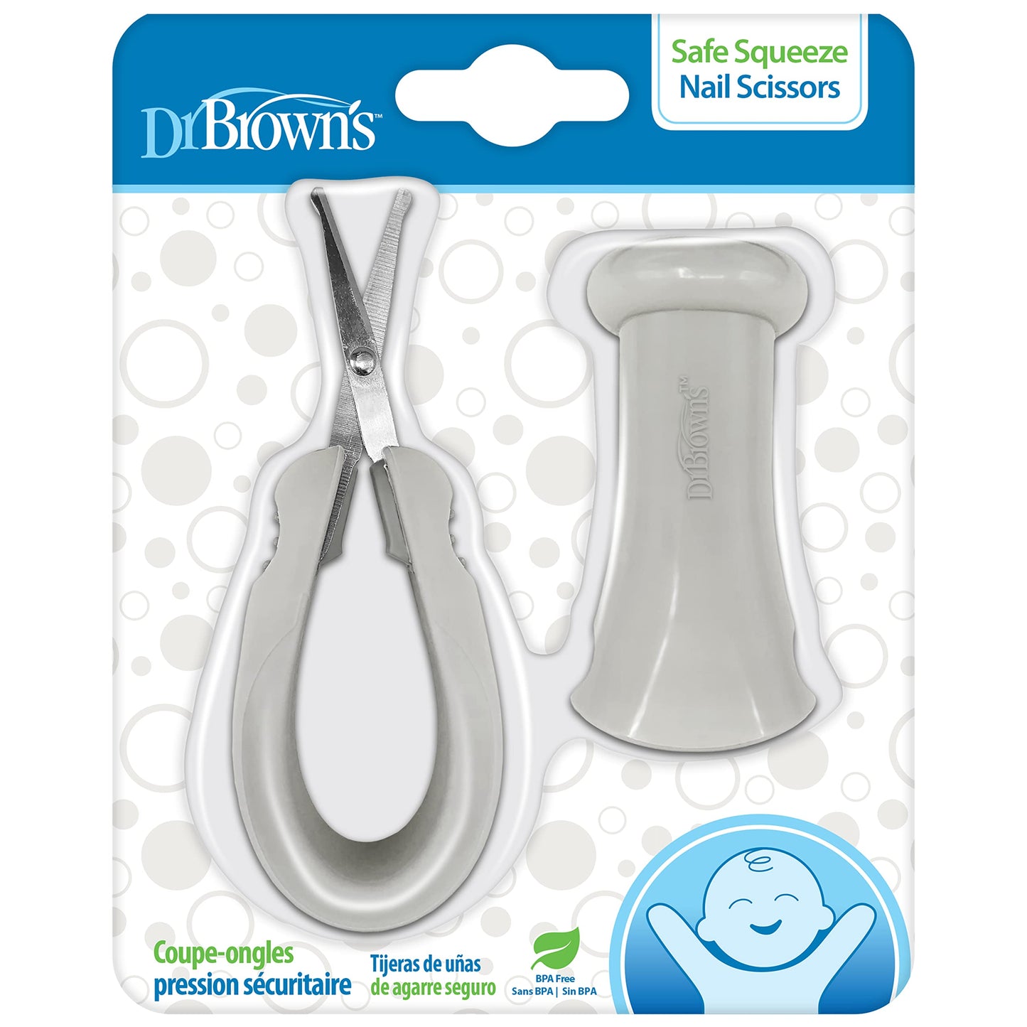 Dr. Brown'S Safe Squeeze Nail Scissors With Rounded Blade Tip And 100% Silicone Handle For Infant & Baby