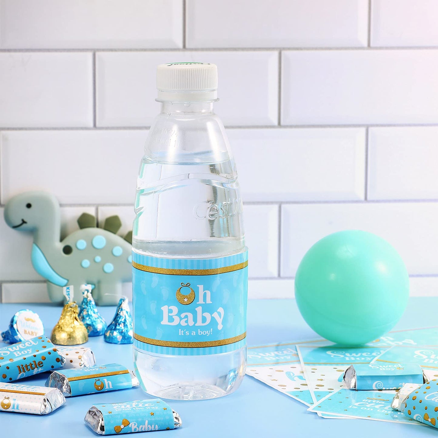 Teling 80 Pieces Baby Shower Water Bottle Labels Waterproof Water Bottle Stickers Wrappers Labels For Baby Shower Party Decorati