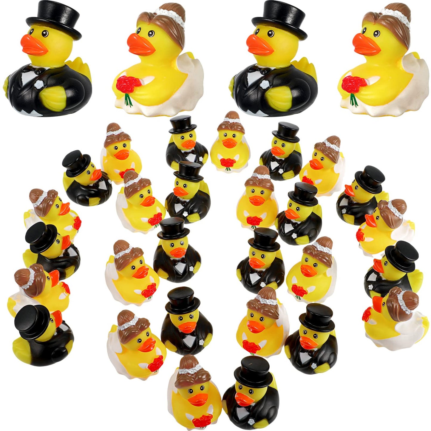 Jerify 120 Pcs Bride Groom Duck Bath Toy 2.5 Inch Wedding Rubber Duck Marriage Mini Ducks for Ceremony Baby Bridal Shower Gift S