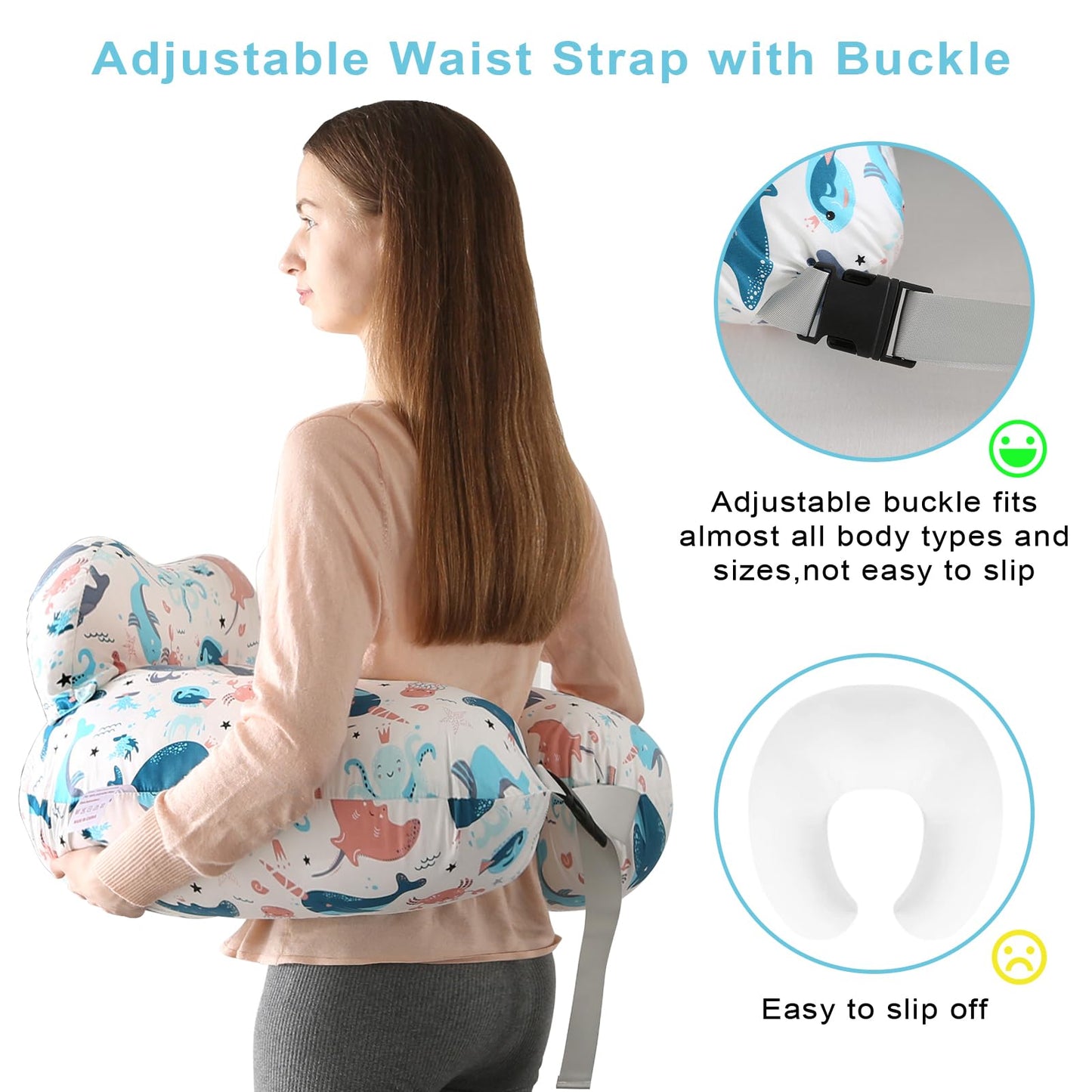 Battop Nursing Pillow For Breastfeeding,Baby Feeding Pillow,With Adjustable Waist Strap,Removable Slipcover,Breastfeeding Pillow