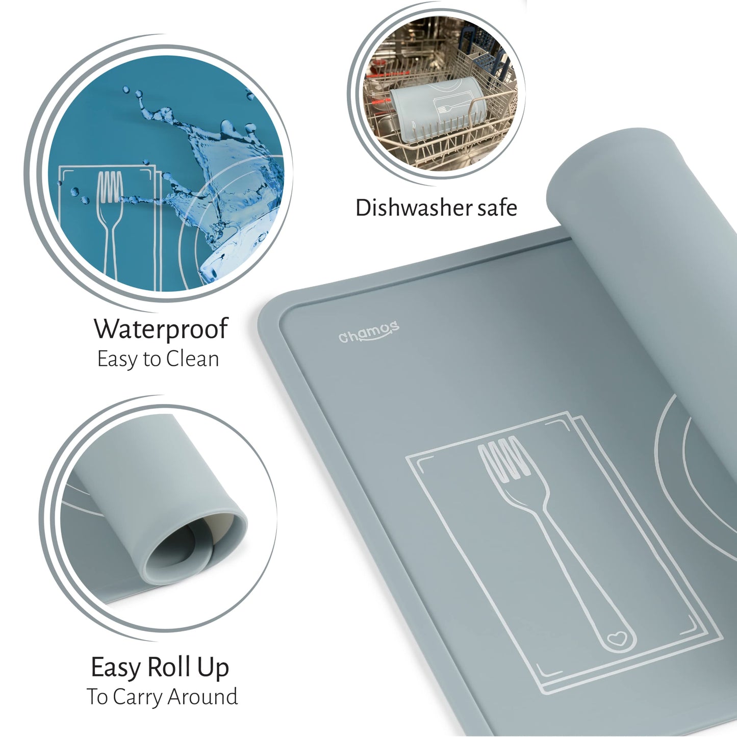 Chamos Montessori Placemat For Toddlers - Kids Silicone Mats For Dining Table - Set Of 2 - Table Setting Learning (Lavender And