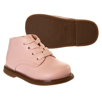 Josmo Baby Boys Girls Unisex Walking Shoes First Step Walker - Lightweight Synthetic Dress Boots Non-Slip Bottom High Top - Pink
