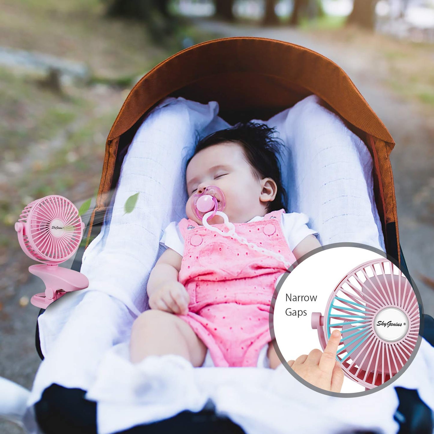 Skygenius Battery Operated Clip On Baby Stroller Fan (Pink)