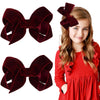 Oaoleer 2Pcs 6Inch Velvet Hair Bows Clips, Red Velvet Bows Hair Alligator Clips Hair Barrettes For Baby Girls Infants Toddlers K