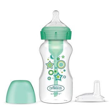Dr. Brown'S Natural Flow Anti-Colic Options+ Wide-Neck Sippy Bottle Starter Kit, 9Oz/270Ml, With Level 3 Medium-Fast Flow Nipple