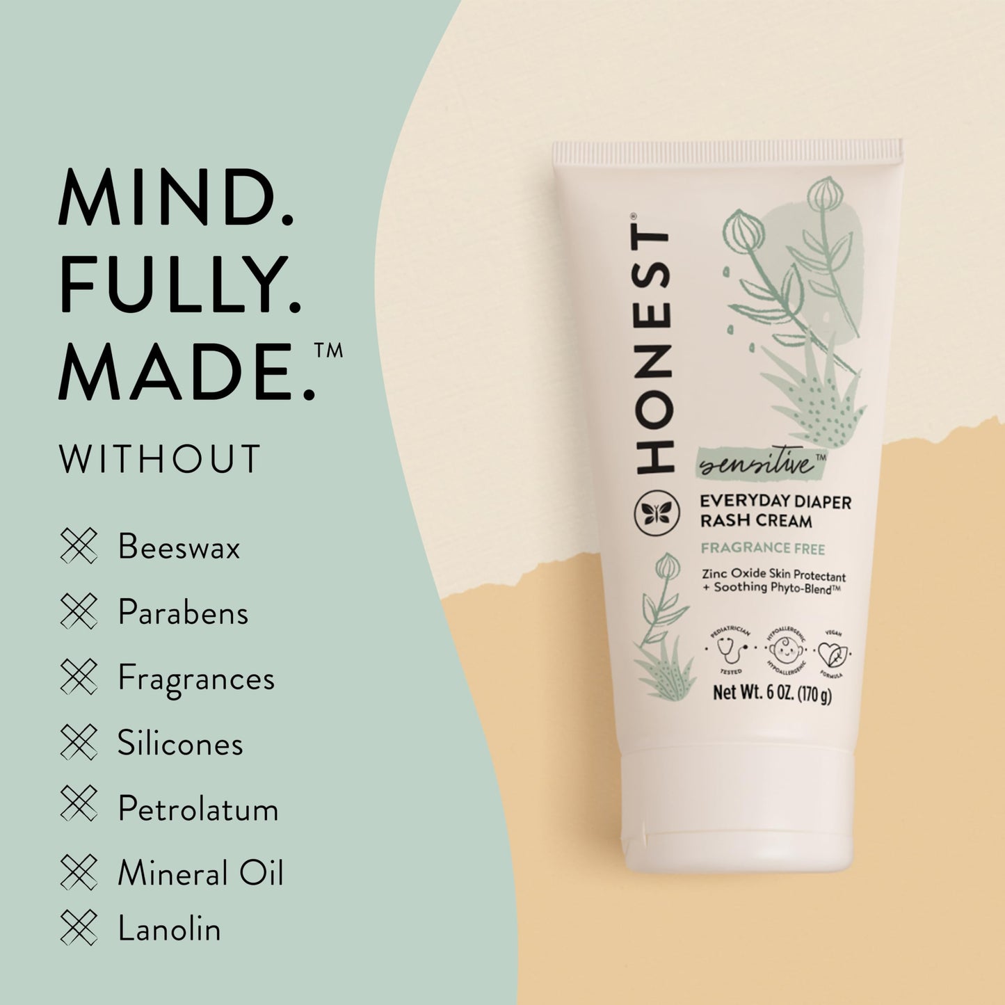The Honest Company Hypoallergenic Diaper Rash Cream | Moisturizing + Calming Zinc Oxide Ointment | Nea Recognized, Cruelty Free