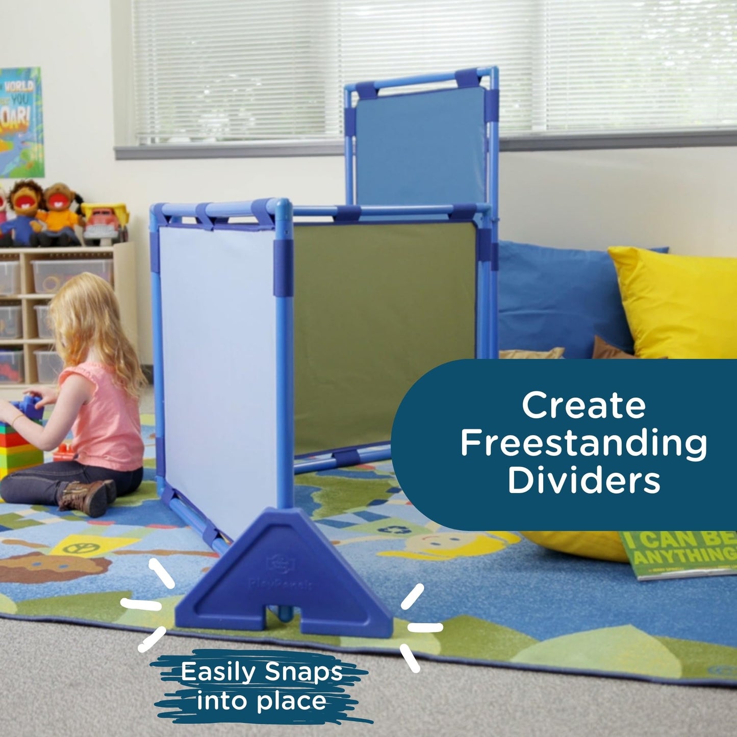 Children'S Factory Replacement Cantilever Support Legs, Plastic Support Feet Compatible With Playpanel Room Dividers, Blue