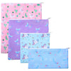 Paterr 4 Pcs Sandwich Bag Reusable Zipper Snack Bags Washable Food Safe Lunch Bags For Kids Students Adults Food (Unicorn)