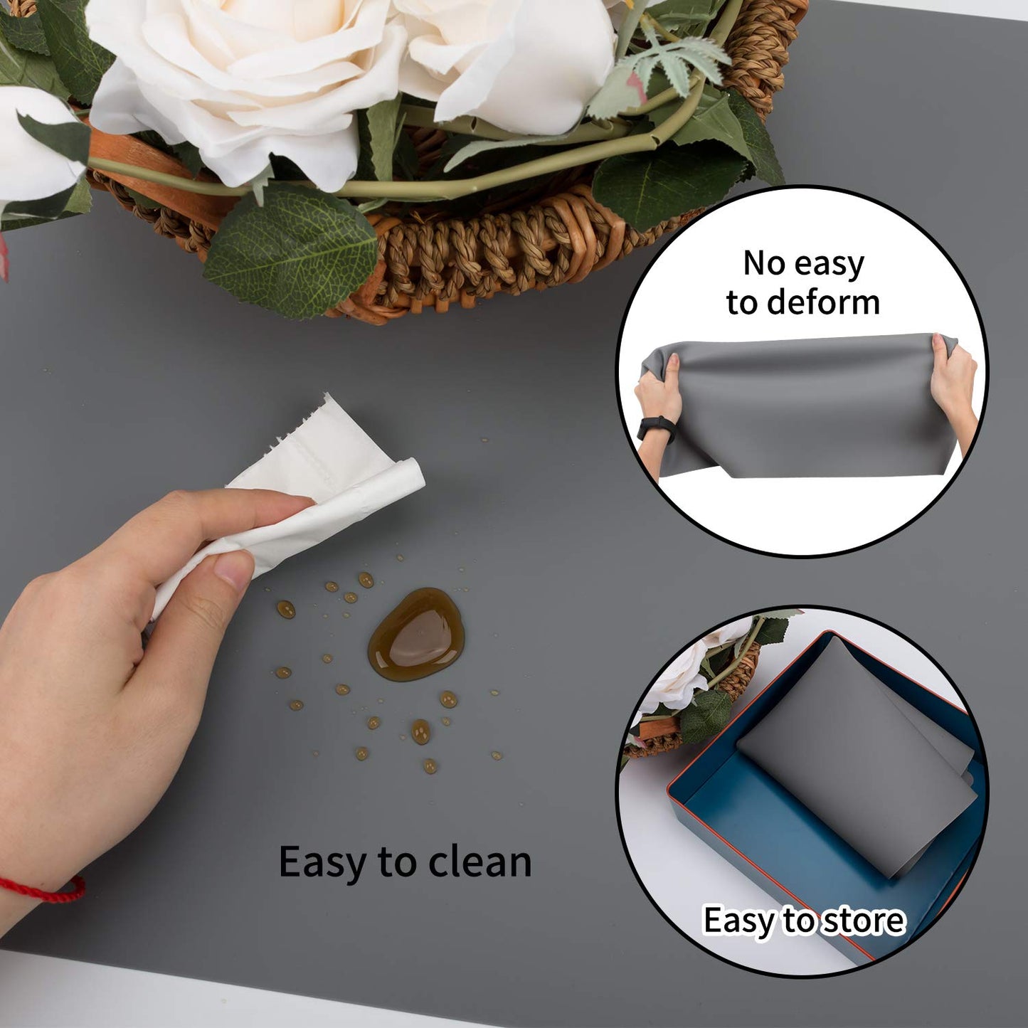 Extra Large Silicone Table Mat, Genuine Food-Grade Silicone Mat For Crafts Kids Dinner Placemat Desk Countertop Waterproof Prote