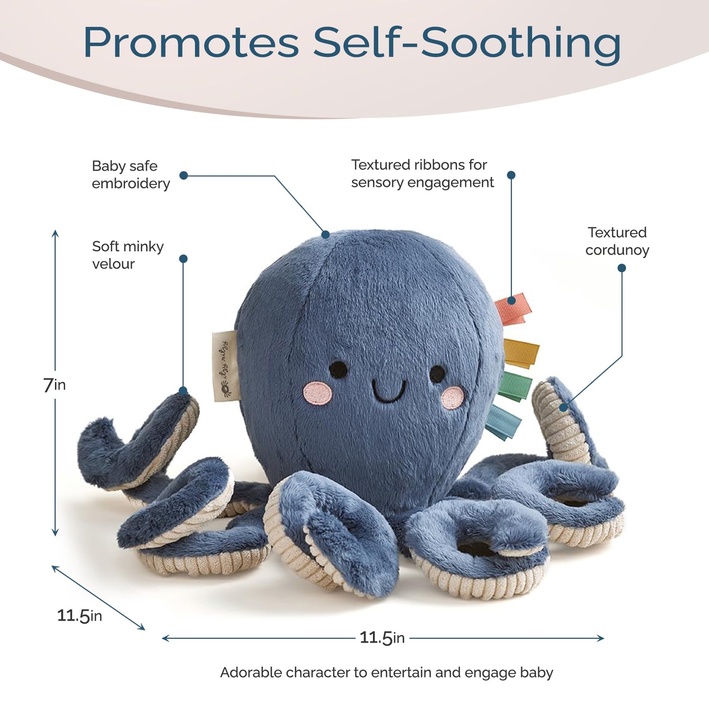 Itzy Ritzy Sweetie Snuggles Baby Plush Toy - Soft, Cuddly Stuffed Animal With Multiple Textures & Ribbons For Sensory Exploratio