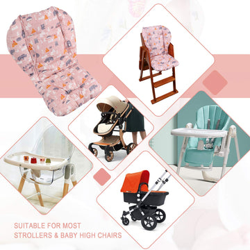 Baby High Chair Cushion, Thick Pad For Wooden High Chair, Baby Dining Chair Liner Mat (Pink Forest