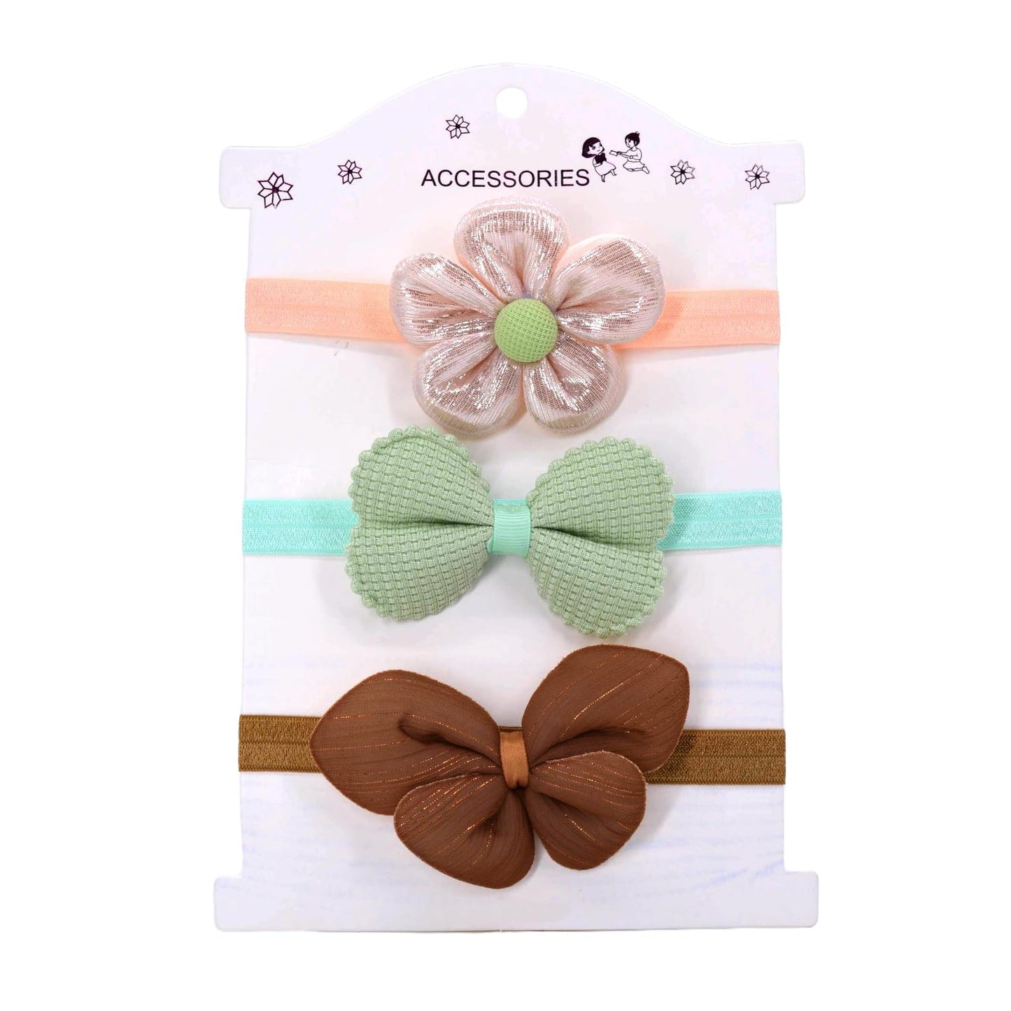 Syga 3 Pcs Baby Headband Set For Girls 03 Years Soft Stretchable Bow & Flower | NonSlip Infant & Toddler Headwraps | Baby Hair