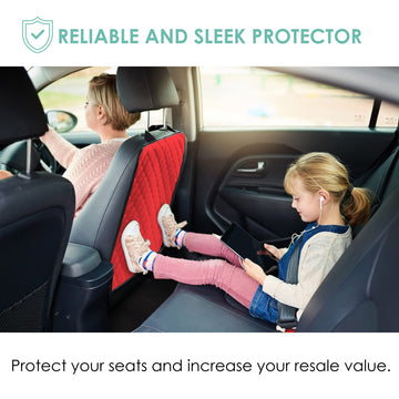 Fh Group 2-Pack Diamond Stitched Faux Leather Back Seat Kick Protectors, Heavy Duty Car Kick Mat For Kids Waterproof Protection,