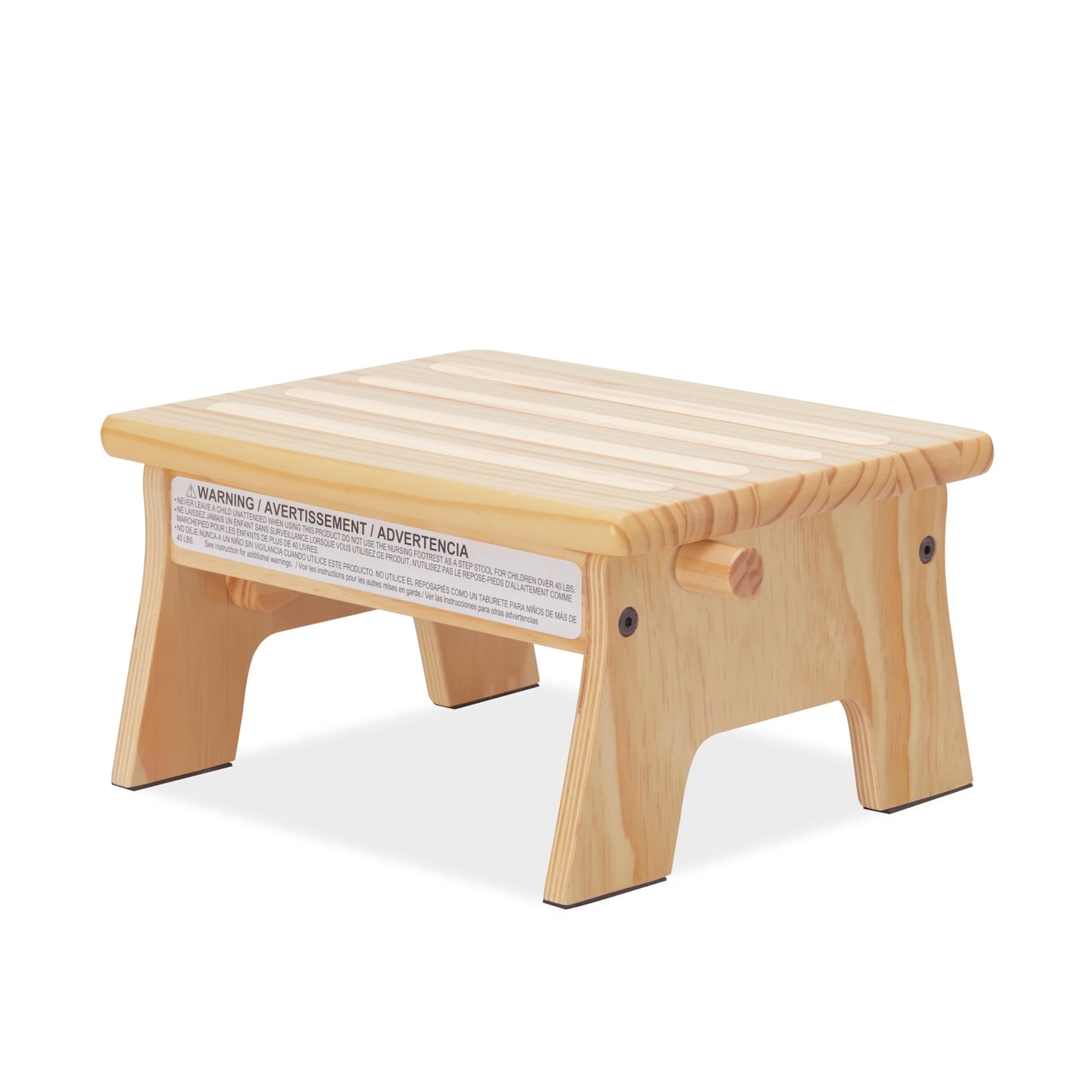 Dream On Me Ease-Up Adjustable Nursing Footrest In Natural, Made Of Sturdy Pinewood, Lightweight, Easy To Assemble