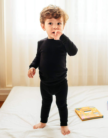 Vaenait Kids Toddler Long Sleeve Modal Sleepwear Pajamas 2Pcs Set Modal Black S